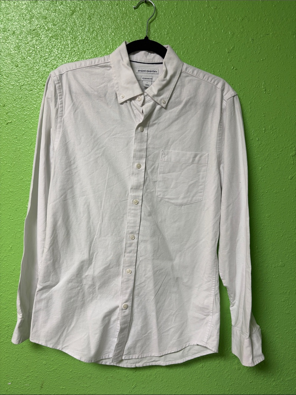 Amazon Essentials White Long-Sleeve Button-Down Oxford Shirt